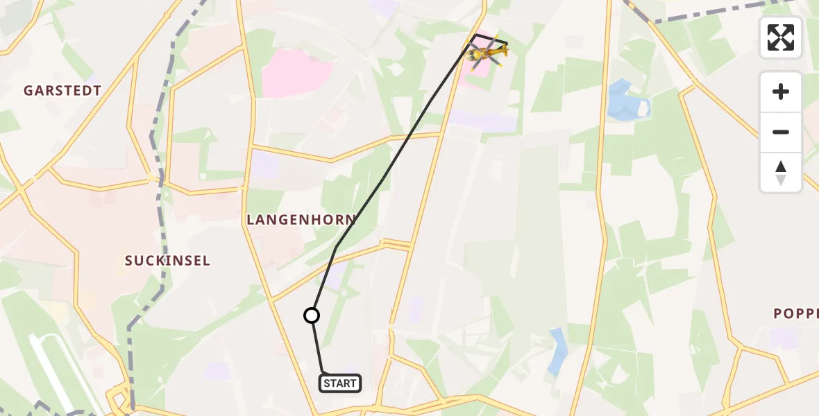 Flugroute Rettungshubschrauber Hamburg Helmut Schmidt Flughafen - Hamburg, 05 Oktober 2026, 15:24