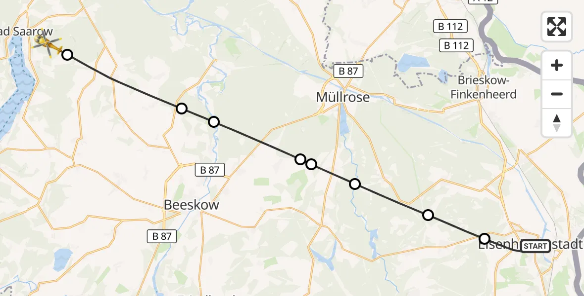 Flugroute Rettungshubschrauber Eisenhüttenstadt - Bad Saarow, 05 Oktober 2026, 15:36