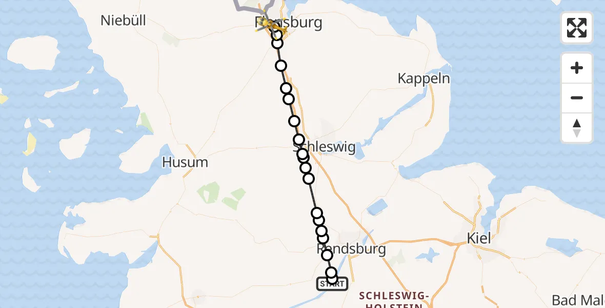 Flugroute Ambulanzhubschrauber Hörsten - Flensburg-Schäferhaus Flughafen, 05 Oktober 2026, 16:05