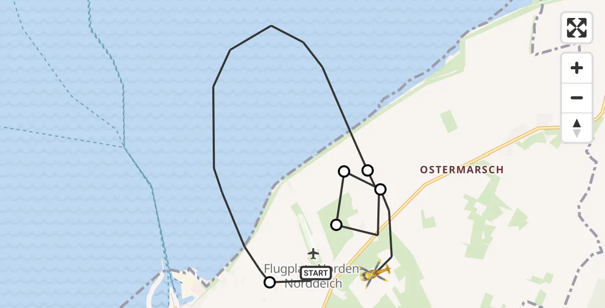 Flugroute Ambulanzhubschrauber Norden - Norden, 05 Oktober 2026, 16:06