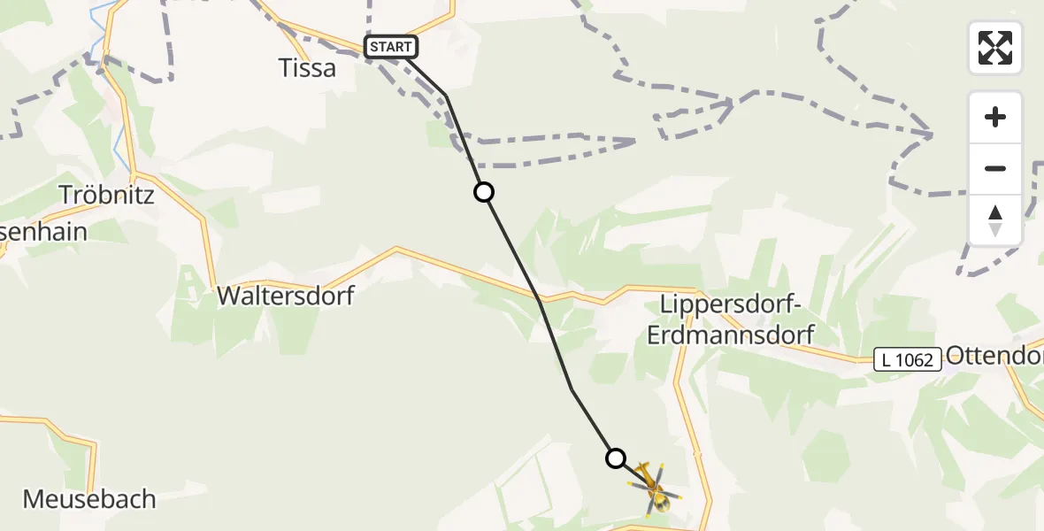 Flugroute Rettungshubschrauber Tissa - Weißbach, 05 Oktober 2026, 16:33