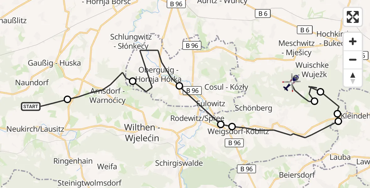 Flugroute Polizeihubschrauber Neukirch/Lausitz - Hochkirch, 05 Oktober 2026, 16:51