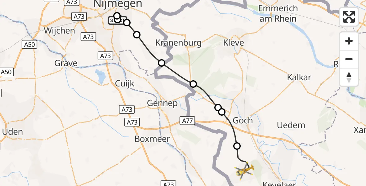 Flugroute Rettungshubschrauber Radboud Universitair Medisch Centrum - Weeze, 05 Oktober 2026, 17:07