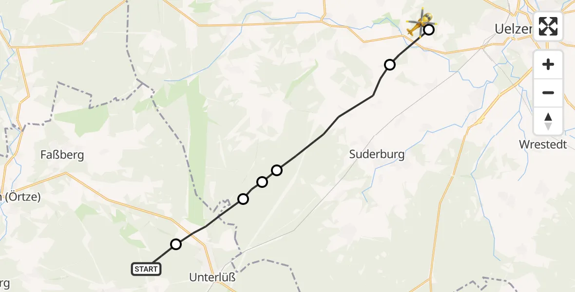 Flugroute Rettungshubschrauber Faßberg - Gerdau, 05 Oktober 2026, 17:09