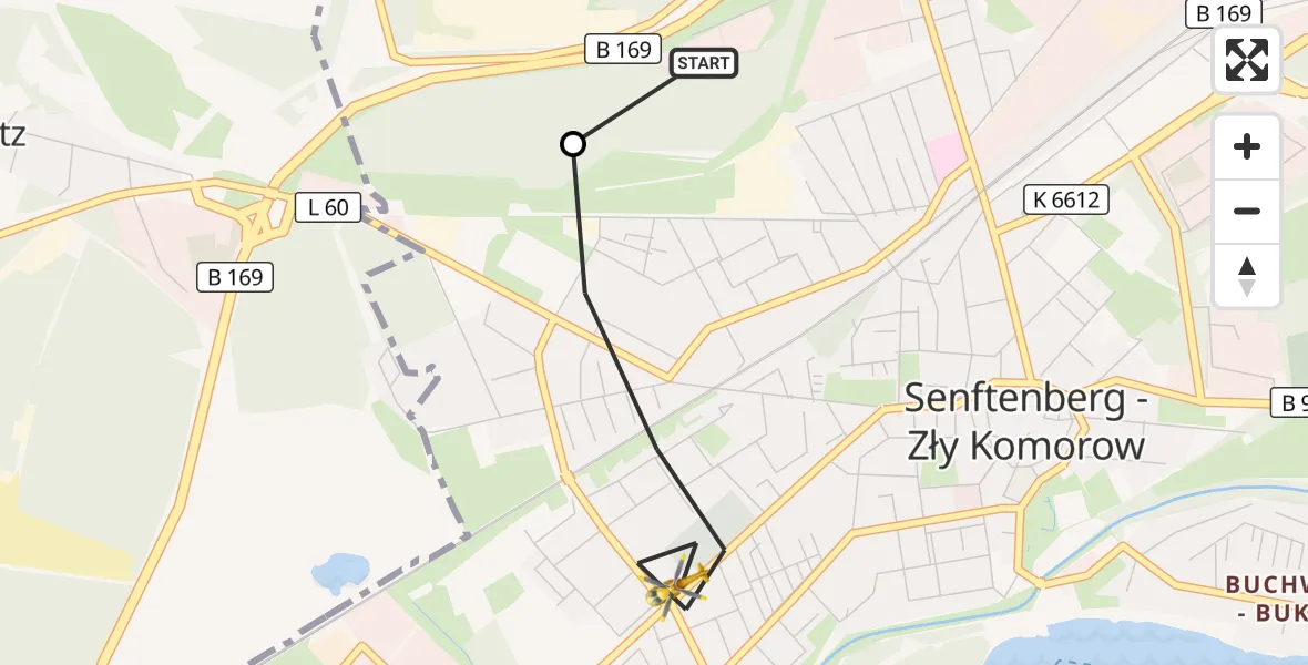 Flugroute Ambulanzhubschrauber ADAC Luftrettungsstation Senftenberg Hubschrauberlandeplatz - Senftenberg, 05 Oktober 2026, 17:10