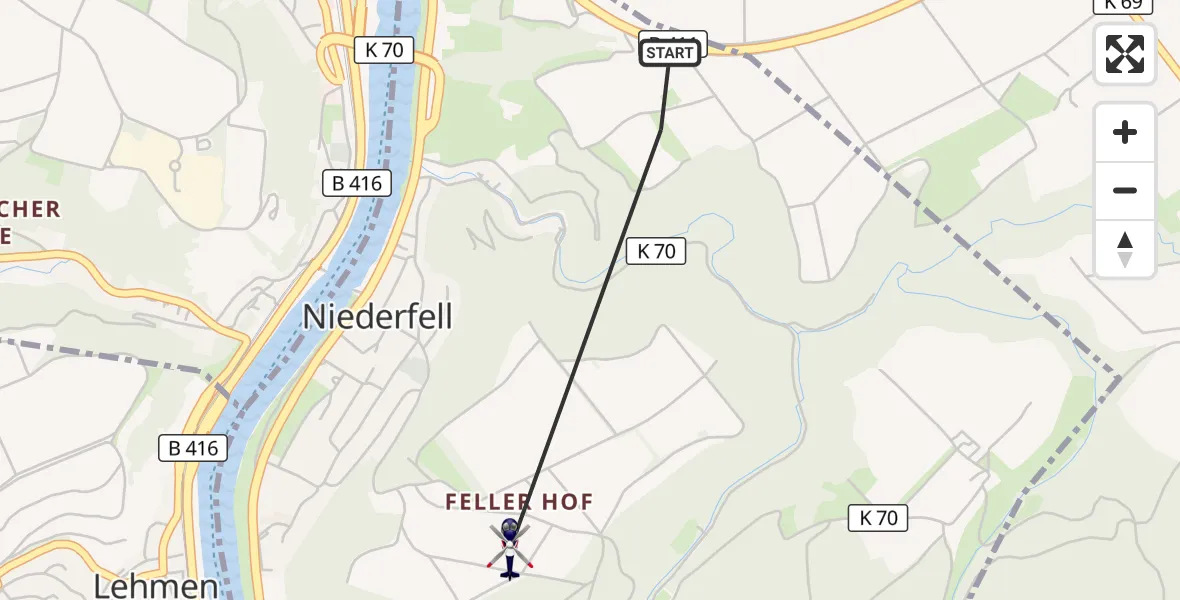 Flugroute Polizeihubschrauber Niederfell - Niederfell, 05 Oktober 2026, 17:42
