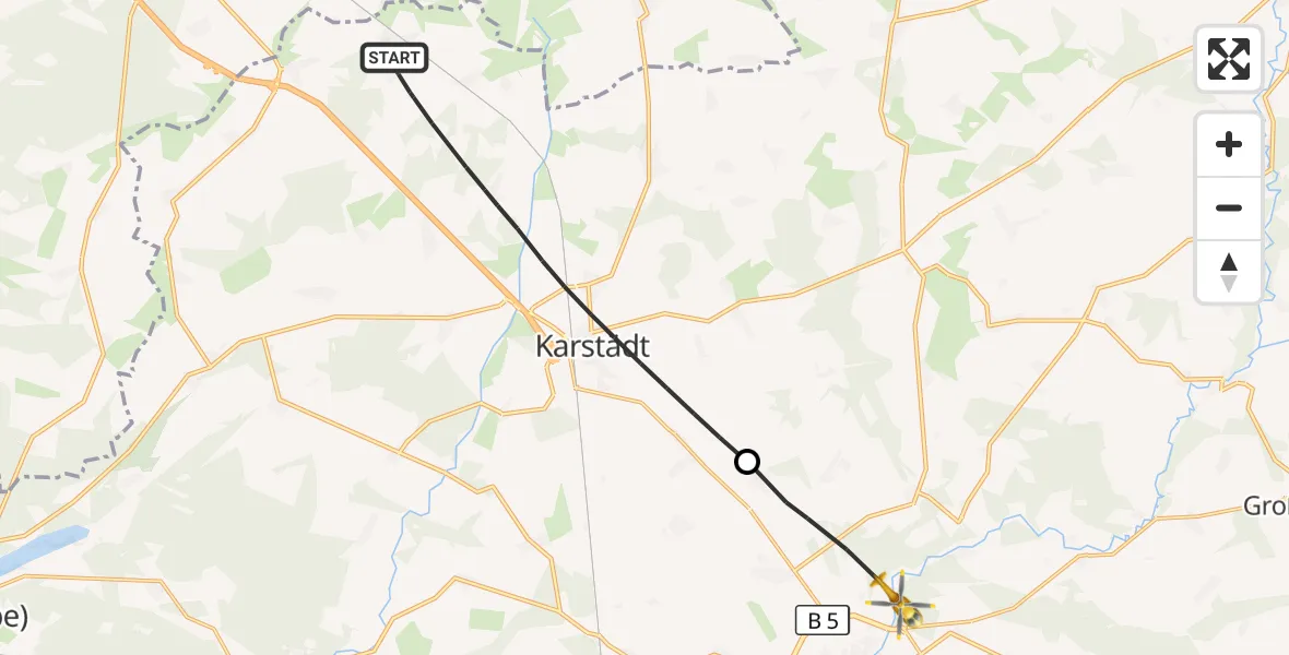 Flugroute Rettungshubschrauber Karstädt - Perleberg, 05 Oktober 2026, 17:44