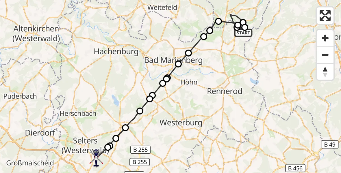 Flugroute Polizeihubschrauber Liebenscheid - Vielbach, 05 Oktober 2026, 18:26