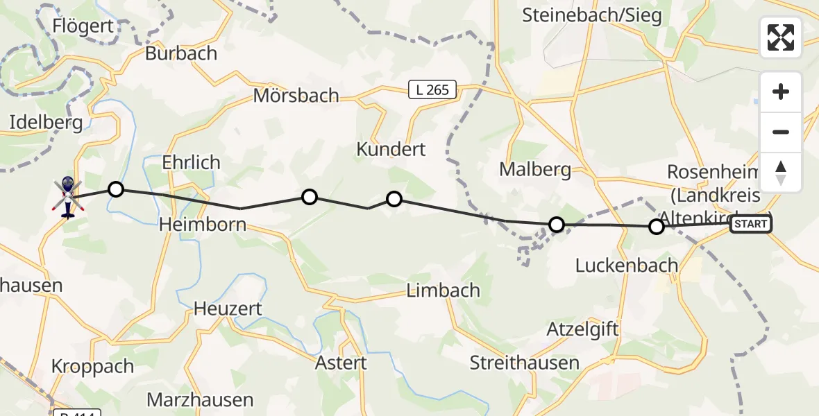 Flugroute Polizeihubschrauber Rosenheim (Landkreis Altenkirchen) - Stein-Wingert, 05 Oktober 2026, 19:42
