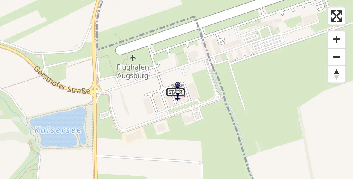 Flugroute Polizeihubschrauber Augsburg Flughafen - Augsburg Flughafen, 06 Oktober 2026, 05:47