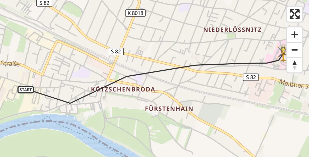 Flugroute Rettungshubschrauber Radebeul - Radebeul, 06 Oktober 2026, 07:51