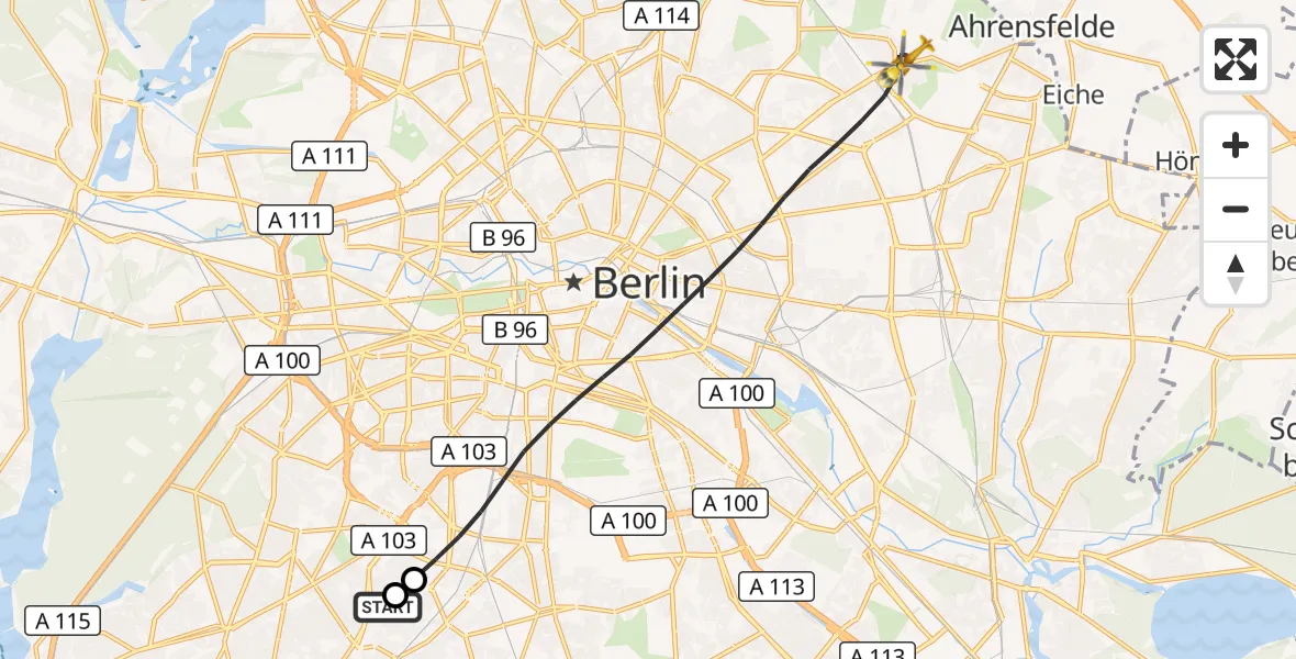 Flugroute Rettungshubschrauber Charité Clinic Benjamin Franklin Campus - Berlin, 06 Oktober 2026, 08:02