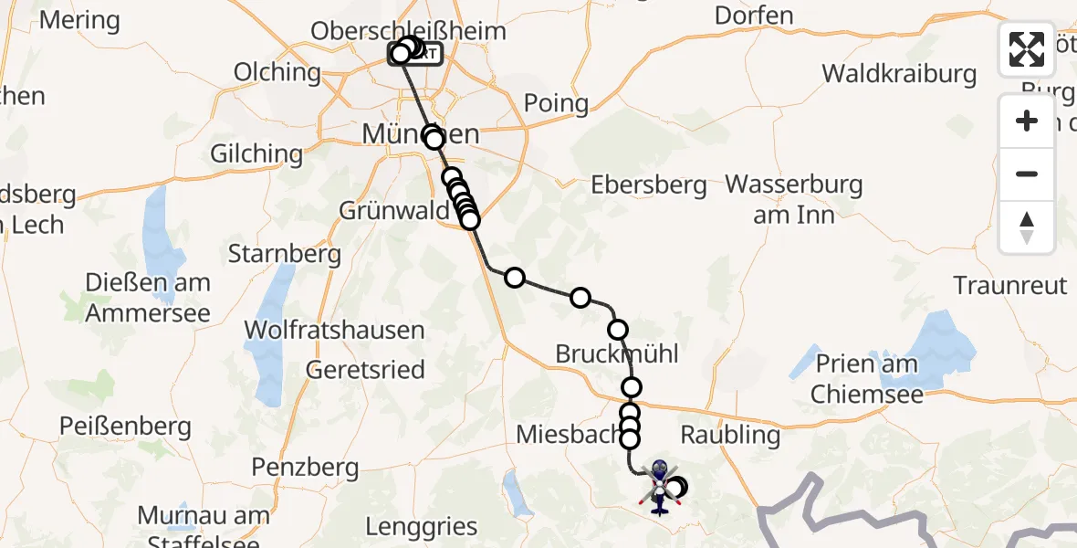 Flugroute Polizeihubschrauber Oberschleißheim - Fischbachau, 06 Oktober 2026, 08:11