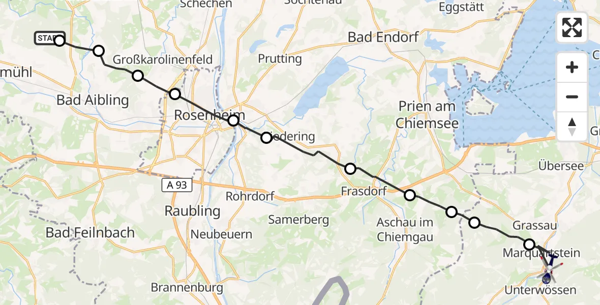 Flugroute Polizeihubschrauber Bruckmühl - Marquartstein, 06 Oktober 2026, 08:41