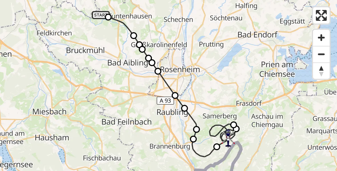 Flugroute Polizeihubschrauber Bruckmühl - Samerberg, 06 Oktober 2026, 08:42