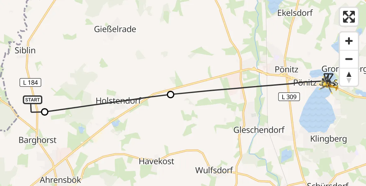 Flugroute Rettungshubschrauber Christoph 12 Luftrettungszentrum - Scharbeutz, 06 Oktober 2026, 08:42