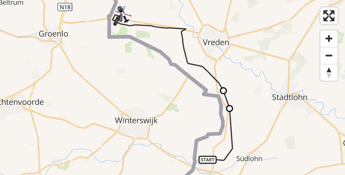 Flugroute Polizeihubschrauber Südlohn - Vreden, 06 Oktober 2026, 08:47