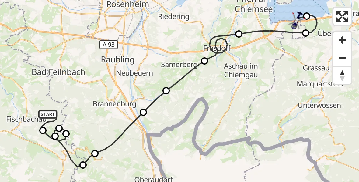 Flugroute Polizeihubschrauber Fischbachau - Chiemsee (See), 06 Oktober 2026, 09:03