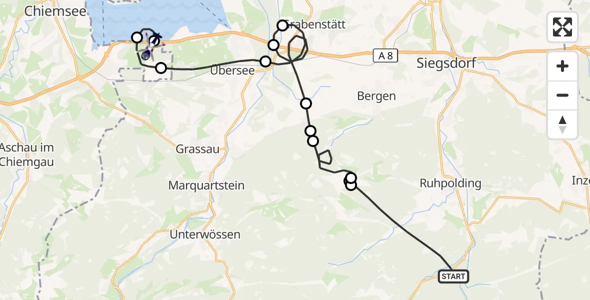 Flugroute Polizeihubschrauber Ruhpolding - Bernau a.Chiemsee, 06 Oktober 2026, 09:07