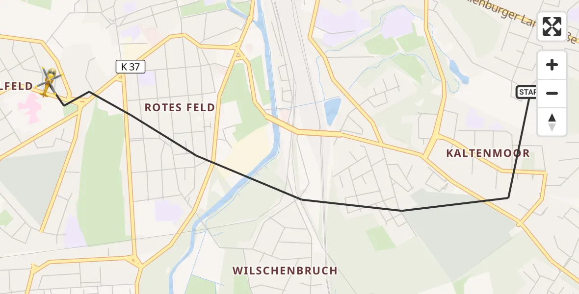 Flugroute Rettungshubschrauber Lüneburg - Lüneburg, 06 Oktober 2026, 09:17