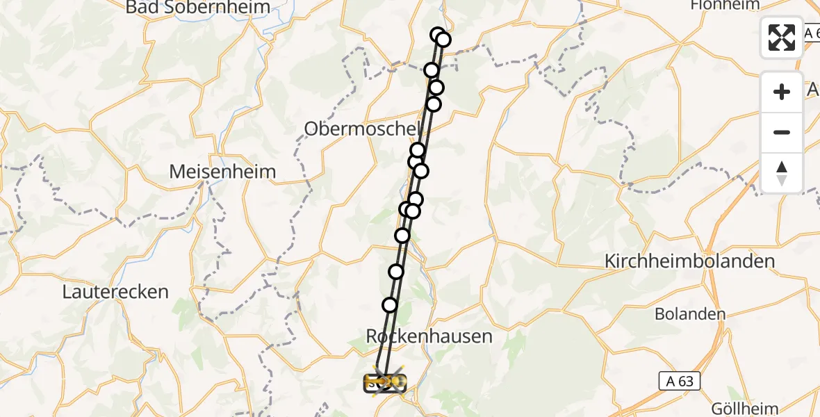 Flugroute Rettungshubschrauber Rockenhausen - Rockenhausen, 06 Oktober 2026, 09:44