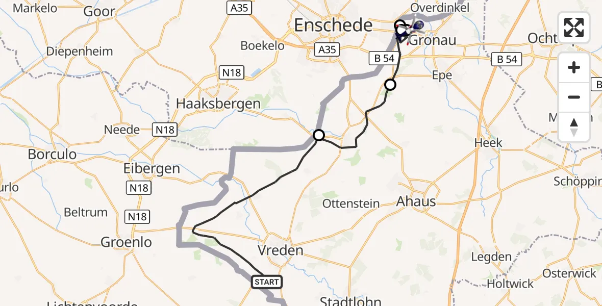 Flugroute Polizeihubschrauber Vreden - Gronau (Westf.), 06 Oktober 2026, 09:50
