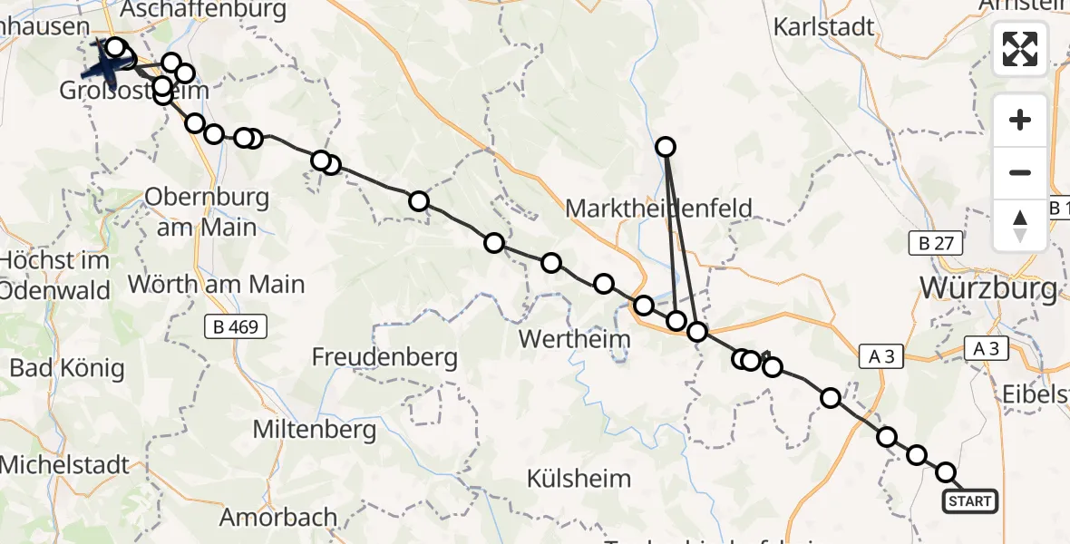 Flugroute Polizeiflugzeug Giebelstadt - Großostheim, 06 Oktober 2026, 10:06