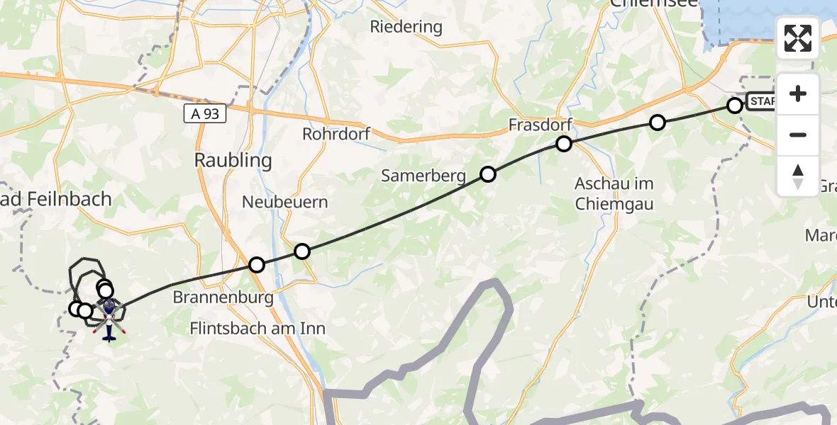 Flugroute Polizeihubschrauber Grassau - Brannenburg, 06 Oktober 2026, 10:14