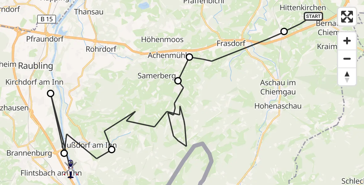 Flugroute Polizeihubschrauber Bernau a.Chiemsee - Flintsbach a.Inn, 06 Oktober 2026, 10:16