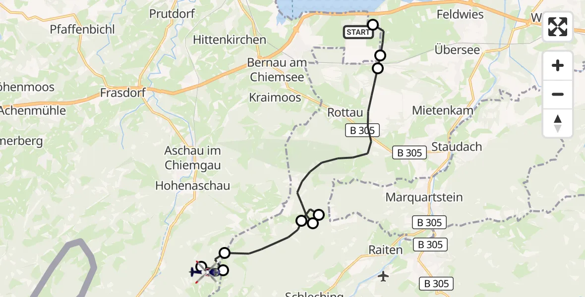 Flugroute Polizeihubschrauber Bernau a.Chiemsee - Aschau i.Chiemgau, 06 Oktober 2026, 10:19