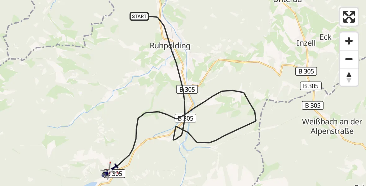 Flugroute Polizeihubschrauber Ruhpolding - Ruhpolding, 06 Oktober 2026, 10:35