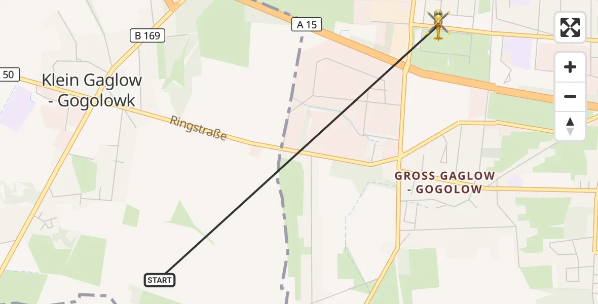 Flugroute Rettungshubschrauber Kolkwitz - Cottbus, 06 Oktober 2026, 10:46