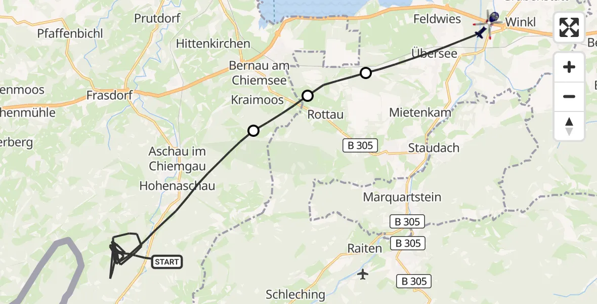 Flugroute Polizeihubschrauber Aschau i.Chiemgau - Übersee, 06 Oktober 2026, 10:47