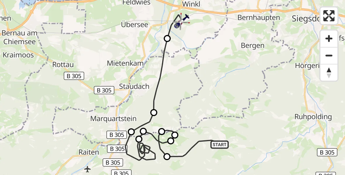 Flugroute Polizeihubschrauber Ruhpolding - Grabenstätt, 06 Oktober 2026, 10:56