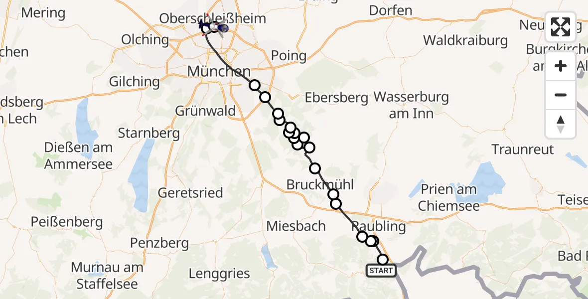 Flugroute Polizeihubschrauber Oberaudorf - Schleissheim Flugplatz, 06 Oktober 2026, 10:56