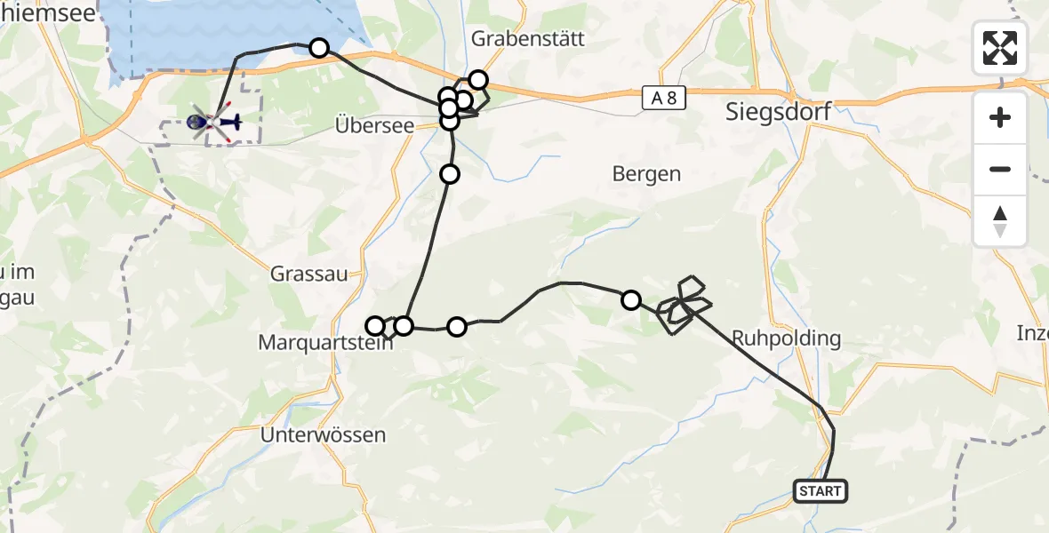 Flugroute Polizeihubschrauber Ruhpolding - Bernau a.Chiemsee, 06 Oktober 2026, 10:57
