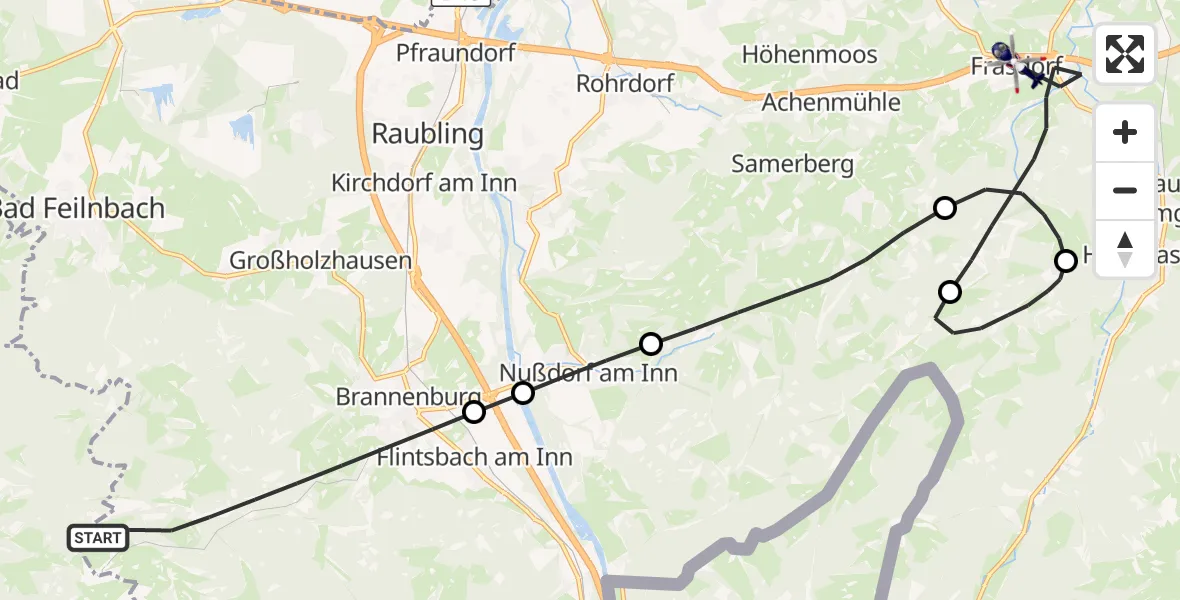 Flugroute Polizeihubschrauber Brannenburg - Frasdorf, 06 Oktober 2026, 11:02