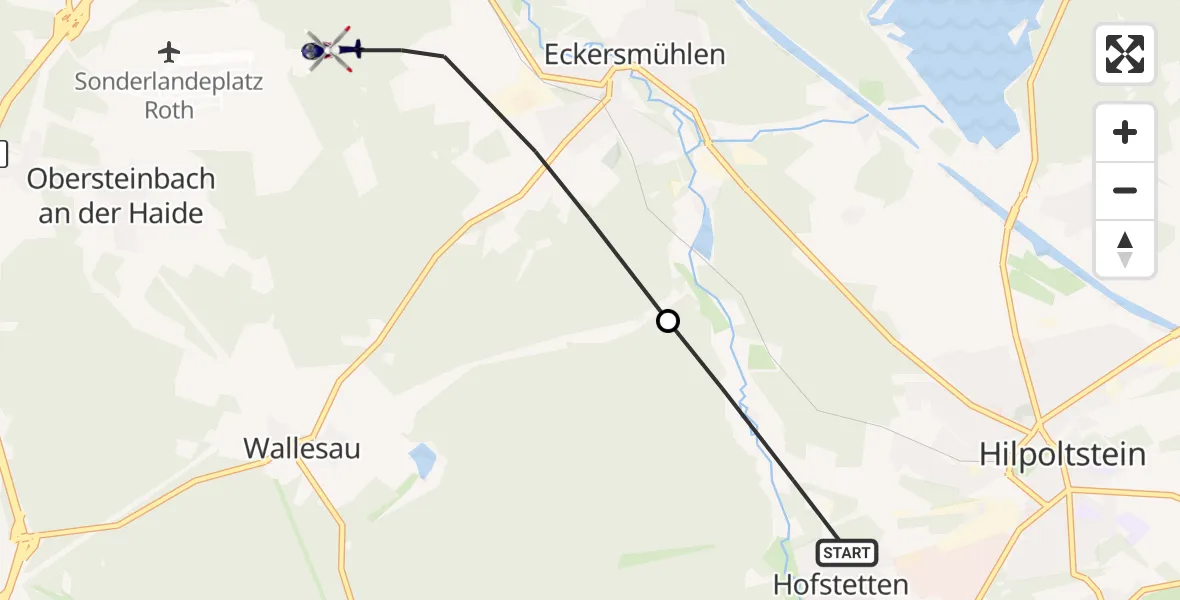 Flugroute Polizeihubschrauber Hilpoltstein - Roth, 06 Oktober 2026, 11:28