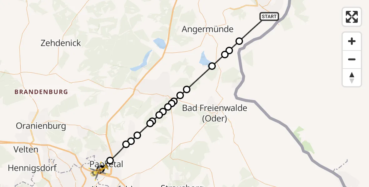 Flugroute Ambulanzhubschrauber Schwedt/Oder - Helios Clinic Berlin-Buch, 06 Oktober 2026, 11:30