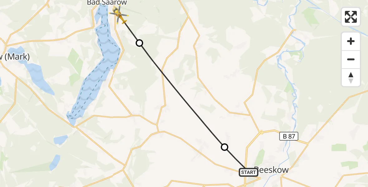 Flugroute Rettungshubschrauber Beeskow - Bad Saarow, 06 Oktober 2026, 11:30