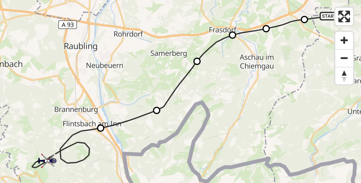 Flugroute Polizeihubschrauber Grassau - Flintsbach a.Inn, 06 Oktober 2026, 12:30