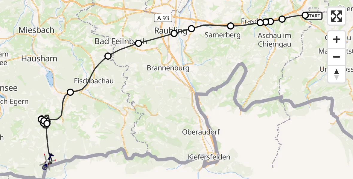 Flugroute Polizeihubschrauber Grassau - Rottach-Egern, 06 Oktober 2026, 12:30