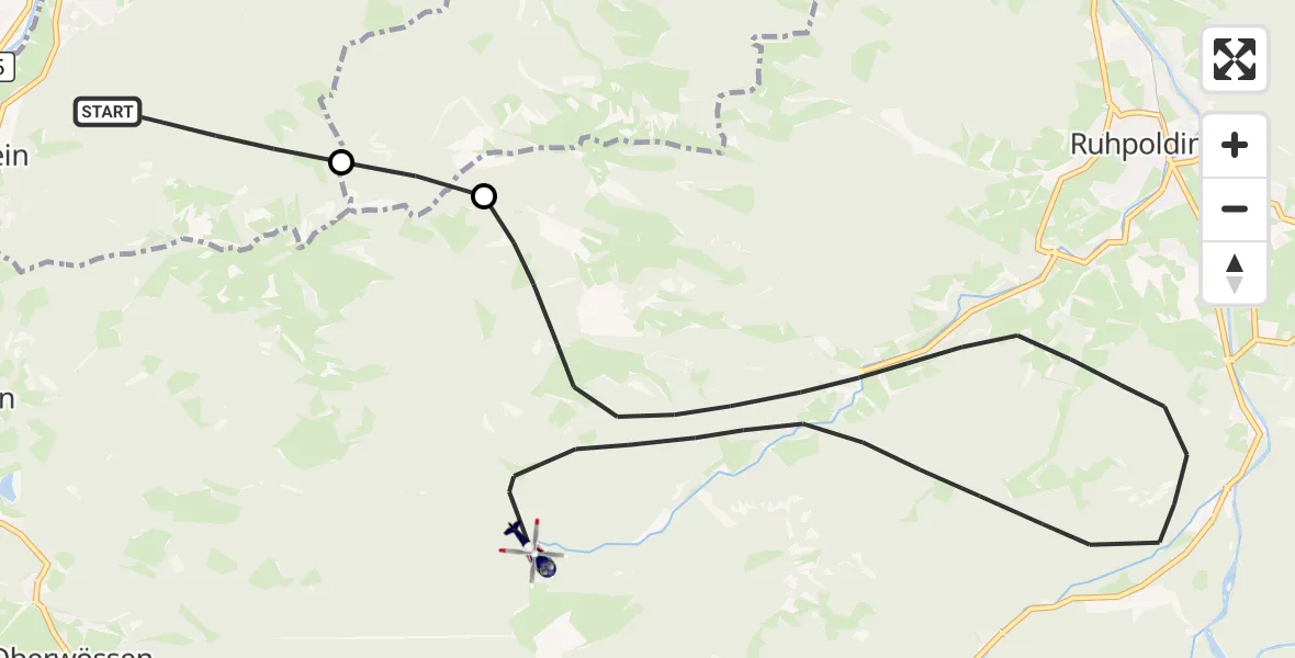 Flugroute Polizeihubschrauber Staudach-Egerndach - Ruhpolding, 06 Oktober 2026, 12:32