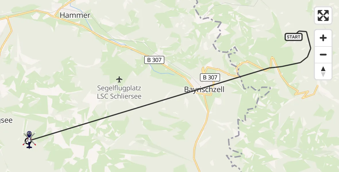 Flugroute Polizeihubschrauber Flintsbach a.Inn - Schliersee, 06 Oktober 2026, 12:47