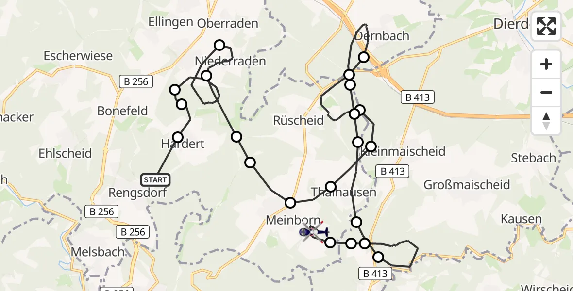 Flugroute Polizeihubschrauber Rengsdorf - Meinborn, 06 Oktober 2026, 12:49