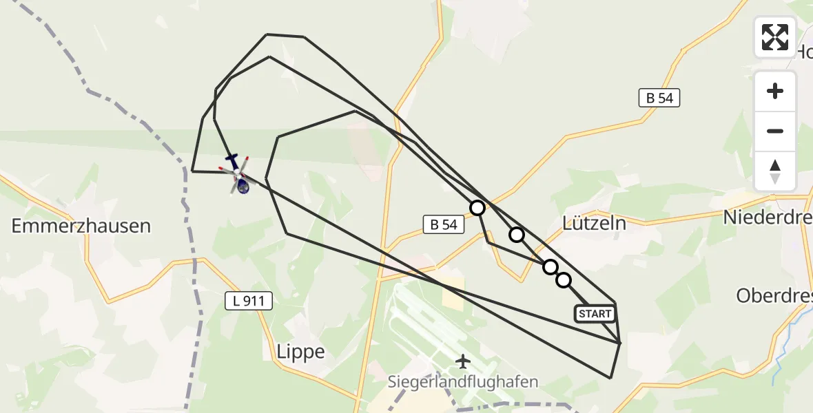 Flugroute Polizeihubschrauber Burbach - Burbach, 06 Oktober 2026, 12:56