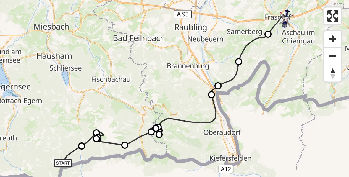 Flugroute Polizeihubschrauber Rottach-Egern - Frasdorf, 06 Oktober 2026, 12:56