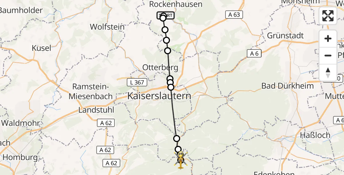 Flugroute Rettungshubschrauber Imsweiler UL - Leimen, 06 Oktober 2026, 13:06