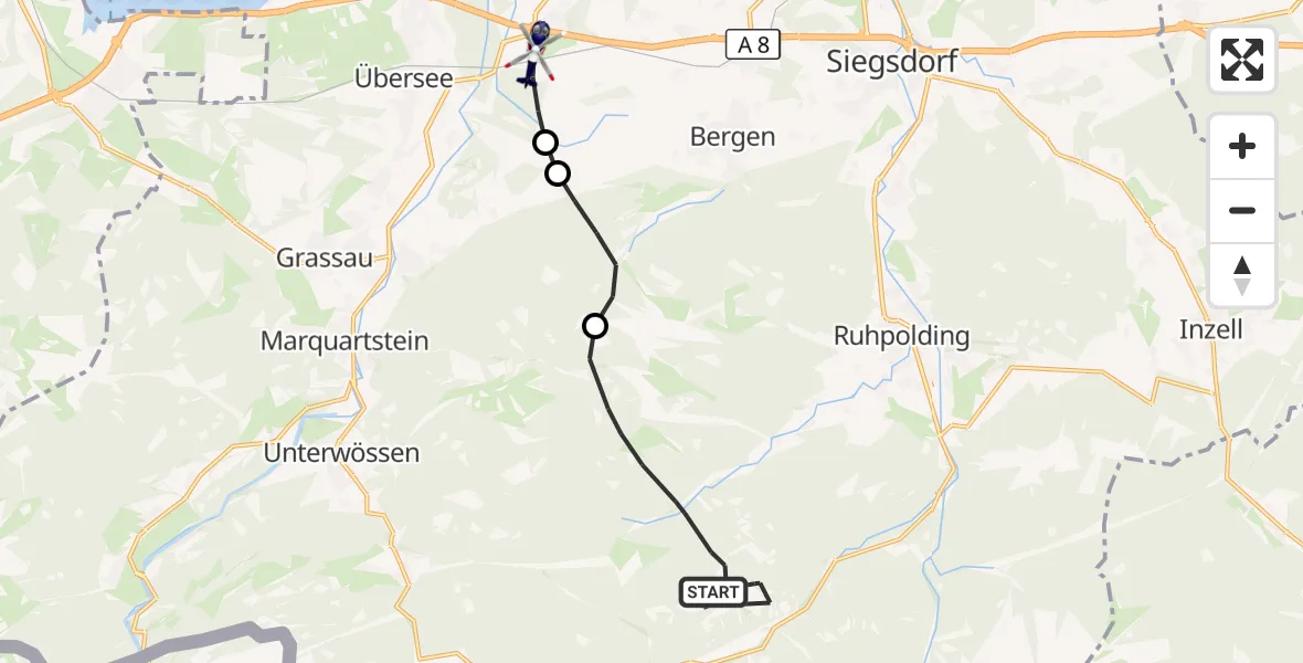 Flugroute Polizeihubschrauber Ruhpolding - Grabenstätt, 06 Oktober 2026, 13:18