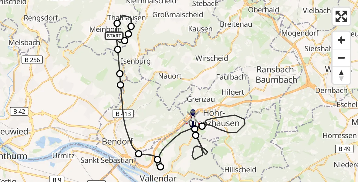 Flugroute Polizeihubschrauber Meinborn - Höhr-Grenzhausen, 06 Oktober 2026, 13:21
